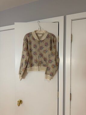 Anthropology floral Bomber Jacket - Cream Floral